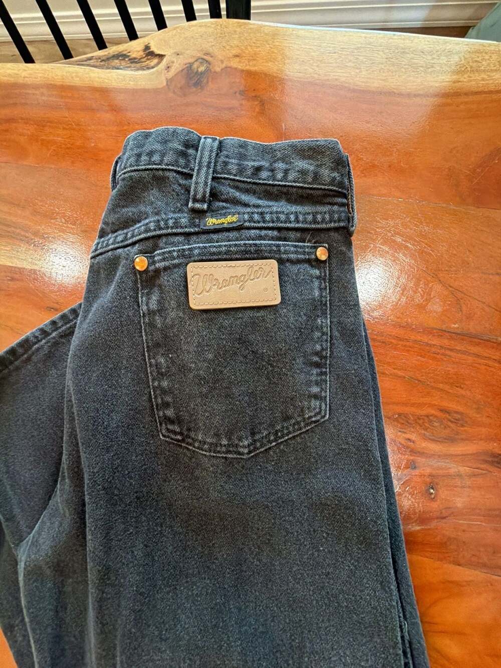 Wrangler 13MWZWK Cowboy Cut Regular Fit Black Denim Jeans Size 35x32
